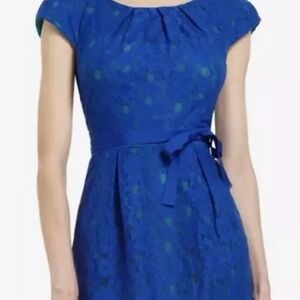 BCBGMaxAzria Royal Blue A-Line Midi Dress Scoop Neck